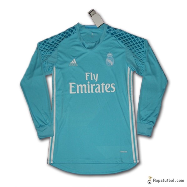 Camiseta Real Madrid Replica Primera Ropa ML Portero 2016/17 Azul